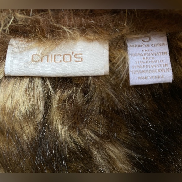 Chicos Brown Faux Suede & Fur Hook Eye Vest XL Great Condition! - Picture 4 of 7
